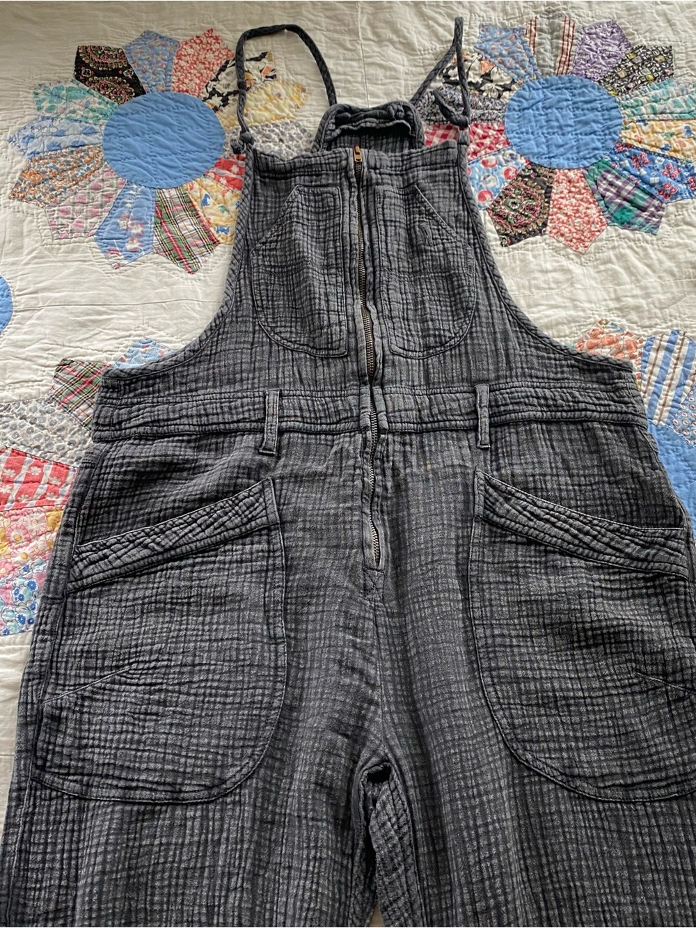 Pilcro Anthropology Boho Coastal Grey Cotton Gauze Painter’s Overalls Sz 28 p - Picture 4 of 11